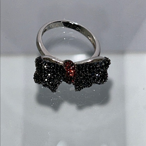 NWOT Crystal Pave Sterling Silver Designer Bow Ring